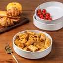 GBHOME 7.5'' Stoneware Pasta Bowls, Serving Bowls Set of 6 for Kitchen, Double Reactive Glaze Bowls for Fruit,Pasta,Salad,Oatmeal,Meal, Microwave Safe (6 pcs),Sugar White