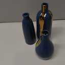 Blue and Gold Mini Ceramic Vase Set of 3, Small Ceramic Vase Set for Decorative, Bud Vases for Centerpieces Nightstand Kitchen, Boho Farmhouse Home Coffee Table Tray Decor