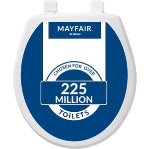 Mayfair Caswell Modern Slow Close Toilet Seat, Durable Plastic Seat, Made in USA, Round, White