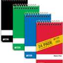 Spiral Memo Pads, 24 Pack, 3 x 5 inches, 60 Sheets, College Rule, by Better Office Products, Assorted Solid Colors, 24 Pack