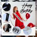2 x Happy Birthday Sign and Sash Set - Black Felt Birthday Sign for Backdrop with Adjustable Gold Birthday Sash for Women, Girls, Party Decorations & Photo Props