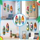 Lineshading 3 Pcs Surfboard Wall Decor Wooden Surfboard Wall Shelf Hanging Sign with Shelf Summer Beach Decoration Decorative Shelves for Home Room Tropical Birthday Party(Classic)