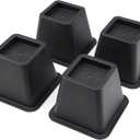 Ihomepark Bed Risers 4 Inch Heavy Duty, Square Furniture Frame Lift for Couch, Chair, Desk, Sofa and Bunk Bedpost, Set of 4