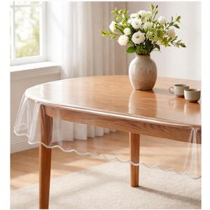 Artisan Flair Clear Oval Table Cover Protector 60 x 90 Inch, Large Oval Waterproof Transparent Vinyl Tablecloth, Oil-Proof Plastic Table Cover for Dining Table, Protects Table & Decorative Cloth