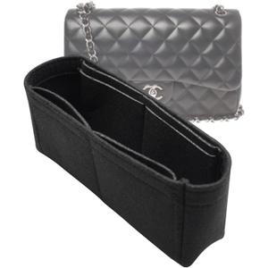 Lckaey Bag Organizer Insert for Classic Flap Medium bag Shaper Purse Insert - Premium Handbag Felt Organizer 2009 black-M