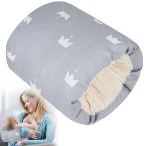 Baby Feeding Arm Pillow,Soft Cotton Bottle Nursing Arm Pillows for Newborn,Breastfeeding Pillows for More Support for Mom and Baby,Portable and Washable,Ergonomic Nursing Essentials(Grey Crown)