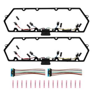 7.3L Valve Cover Gasket Set with Injector Glow Plug Harness Compatible with 98-03 7.3 Diesel F81Z-6584-AA F81Z-9D930-AB Replacement
