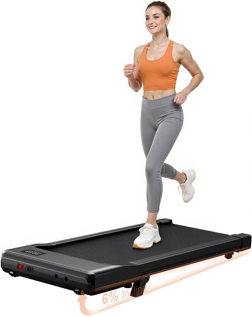 Superun Under Desk Walking Pad with 6% Incline, 3 in 1 Portable Treadmill 2.5 HP Quiet Mini Treadmill for Office, 0.6-3.8 MPH Walking Pad Treadmill with Remote Control, LED Display, 300 Lbs Capacity