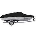 WFLNHB Waterproof Heavy Duty 210D Boat Cover Trailerable Fishing Ski Bass V-Hull Tri-Hull Runabouts 17-19ft Black