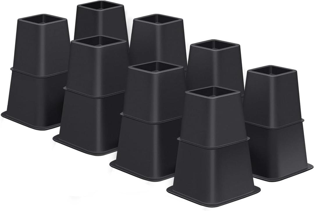 Bed Risers 8 inch Heavy Duty,Elevation in Heights 3, 5, 8 InchAdjustable Furniture Risers for Chair Table and Desk Legs Lifting (8 Pack, Black)