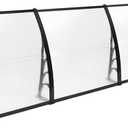 116 inch / 78 inch / 39 inch Window Awning Outdoor Polycarbonate Hollow Sheet Door Patio Canopy (Silver Canopy + Black Bracket, 40''x 120'')