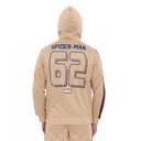 Marvel Spider-Man Mens Zip Up Athletic Track Hoodie Beige Cream Spiderman XX-Large (XXL)