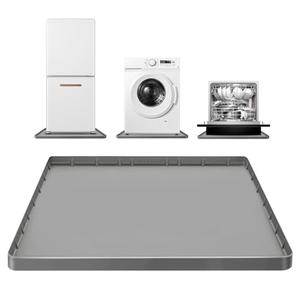 Large Thickened Washing Machine Mat 30" x 28" Silicone Under Washer and Dryer Drain Pan Drip Tray Floor Protector Non-Slip Flexible Soft Mat Waterproof Raised Edge 0.98'' Gray