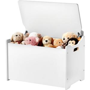 VEVOR Kids Storage Bench, Wooden Toy Box Chest with Backrest, Large Storage Cabinet with Safety Hinge, Toddlers Storage Bench for Playroom, Living Room or Entryway, 23.5 x 14.5 x 21.46 in, White