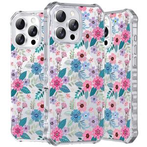 Hocase for iPhone 16 Pro Max Case, with [Curly Wave Edge & Shiny Design] [Compatible with MagSafe] [Reinforced Corners] Slim Fit Shockproof Protective Phone Case - Purple Pink Flowers