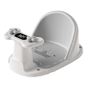 Baby Bath Seat for Babies 6 Months & Up - Bathtub Seats for Babies Sitting Up, Non-Slip,Smart Real-Time Temperature& 4 Suction Cups(Grey) 