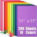 Gueevin 200 Sheets Colored Cardstock Paper 10 Assorted Valentine Colorful Double Sided Printed Paper Construction Card Stock for Scrapbook Party DIY Art Project Card Making Crafting Supplies(11 x 17")