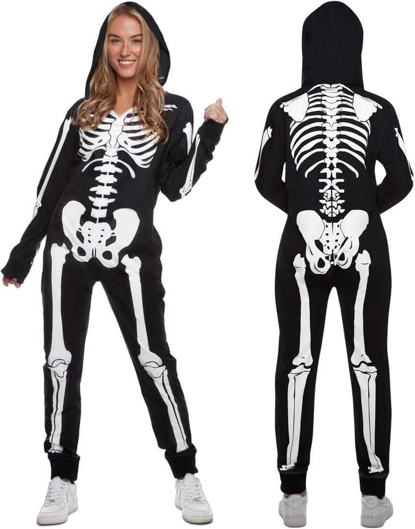 Morph Skeleton Jumpsuit - Women's Skeleton Costume for Halloween (Black), S