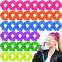 XunYee 48 Pcs Neon Scrunchies Bulk for 80s Hair Ties Bright Color Neon Hair Accessories Scrunchy Elastic Hairbands for Women Ropes Ponytail Bands 90s Party Outfits Workout, 6 Solid Colors