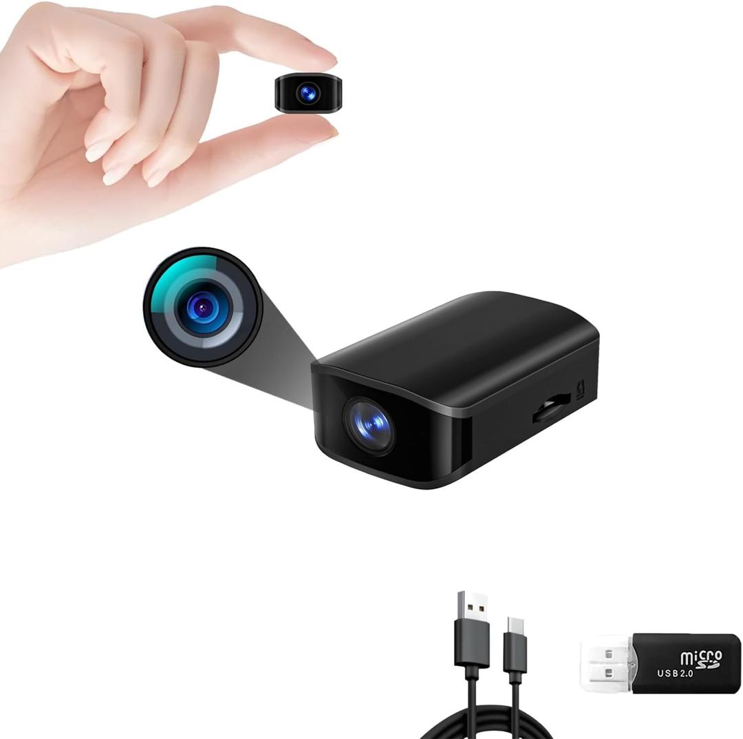Mini Camera, Compact Camera, Body Camera, Portable Cameras, HD 1080P, Surveillance Cameras, Indoor Nanny Cam, with Night Vision, Motion Detection, Loop Record, Gravity Sensor, 512GB Max, No-WiFi