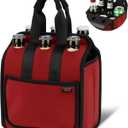 Desing Wish Portable Drinks Tote Bag for 6 PCS Beverage Cans/Bottles, Neoprene Insulated Drinks Can Bottle Carrier Tote Beverages Cans Cooler Bag Holder for Camping, Picnic, Party (Red)