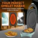 Bakers Friend Omelette Maker Electric, Omelette Pan Nonstick, Frittata Pan & Egg Pan, Double Sided Pan for Breakfast, Individual Flip Omelette Makers Electric, Aqua