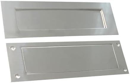 Venia Solid Mail Slot for Front Door Stainless Steel Victorian Letter Box Plate 13 x 4 inches Mail Slot Rear Piece Durable Satin Insulation Screws Fits to Most Doors for Elegant Cover Look