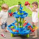 JUKUDAHU 2-Tier Sand and Water Table Toys for Kids Aged 3 4 5 6 7 8, Outdoor Activity Playset Sensory Play Table with Beach Toys Accessories Water Waterfall, Birthday Gifts for Toddlers 3-4 3-5 4-6