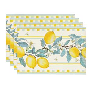 Artoid Mode sage Lemon Branches Summer Placemats Set of 4, 12x18 Inch Seasonal Holiday Table Mats for Party Kitchen Dining Decoration