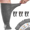 Viasox EasyStretch Diabetic Socks for Men & Women, Non Binding Top, Seamless Toe, Loose Fit, 3 Pack (Medium, Gray)