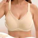 Bra for Women Supportive Wireless Seamless Jelly Push Up No Underwire Full Coverage Bralette Everyday (Beige, XXL)
