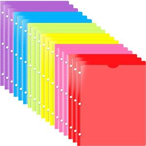 INFUN Heavy Duty Plastic Folders with Clear Front Pocket and Holes-18 Pack,Assorted Colors Folder with 2 Pockets and 3 Holes for 3 Ring Binders,Folder with Card Slot for School,Office and Home, 
Color	3 Hole Folders With Clear Front Pocket- Red,pink, Green, Yellow, Blue, and Purple