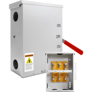 200 Amp Transfer Switch, 3P 120/240V, 48000W General-Duty Double-Throw Safety Switch, Meeting NEMA 3R Standards for Outdoor and Indoor