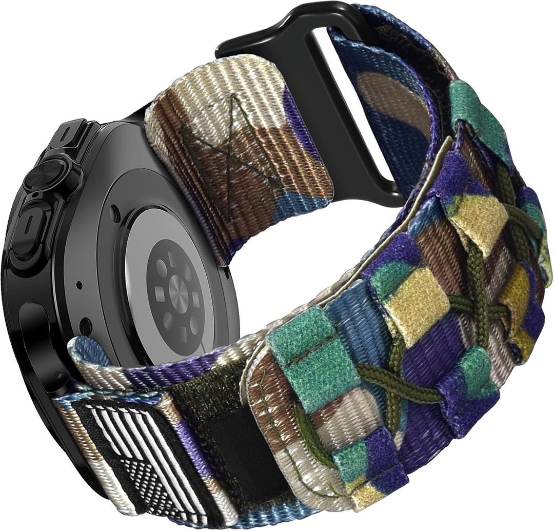 MOFREE Compatible with Samsung Galaxy Watch Ultra 47mm/Ultra 2 (2024/2025) Bands,Rugged Nylon Woven Loop Sport Adjustable Strap Replacement Wristband for Samsung Galaxy Watch Ultra Bands for Men (Jungle Camouflage)