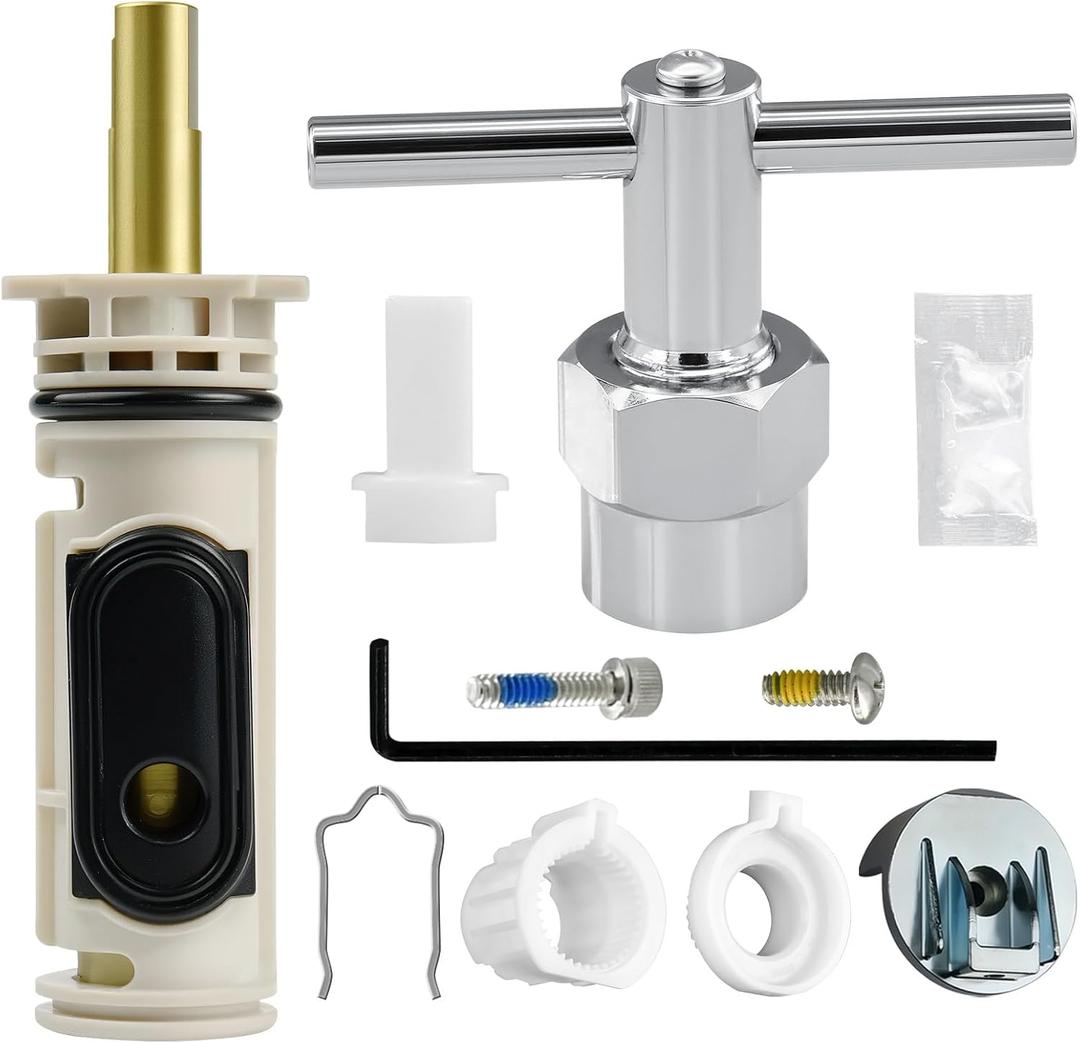 1222 Cartridge Kit Compatible with Moen Posi Temp Valve Tub Shower Faucet Single Handle, Incloud 104421 Cartridge Puller removal Tool and Handle Adapter Kit 116653