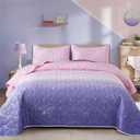 Xruibed Pink Purple Quilt Set Queen Size Ombre Quilt Set Kids Girls Bedding Set 3PCs Reversible Lightweight Microfiber Bedspread Coverlet Sets for All Season (96''x90'')