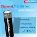 Dry Diamond Drill Bits Set, 5 Pcs Tile Drill Bits for Porcelain, Ceramic, Granite, Marble, Stone, Glass Hard Materials, Round Shank 1/4", 5/16", 3/8", 1/2" Drill Bits, with Storage Case