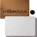 Willow Haus Diatomite Stone Bath Mat - Ultra-Absorbent 15"x24" Grey Foot Pad for Fast Drying | Water Absorption Technology | Sleek Mat Design