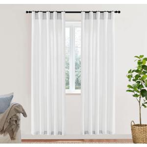 XTMYI Doorway Curtains Privacy Room Divider for Room Seperation,Sheer Faux Linen Accordion Sliding Closet Door Panels for Doors,80 Inches Long,Pure White