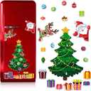 Magnetic Christmas Tree for Refrigerator, Soft Magnetic Ornaments Set, Reusable Holiday Decor for Kids & Family, Lovely Xmas Decoration for Home, Kitchen, Office (Xmas Tree-A)