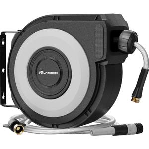 Wall Mount Retractable Garden Hose Reel, 50 ft, Automatic Self-Retracting, Metal Mounting Bracket, 1/2 Inch Hose Included