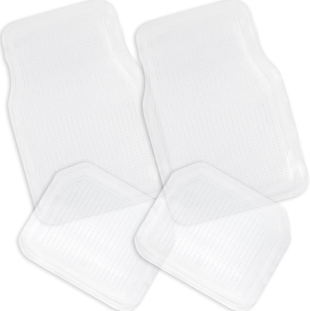 ZONETECH All Weather Full Rubber Clear Car Interior Floor Mats  4-Piece Set Clear Heavy Duty Car Interior Floor Mats (1 PACK)