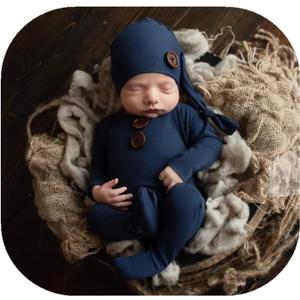 Coberllus Newborn Photography Props Newborn Photography Outfits Boy Newborn Photoshoot Newborn Photo Props for Boys Girls (Blue, XS)