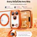 Meifigno Designed for iPhone 17 Pro Max Case 6.9", [Glitter Card & Wrist Strap] [Compatible with MagSafe] [2X HD Screen Protectors] Surround Raised Lens Protection for 17 ProMax Case, Cosmic Orange