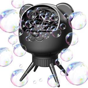 Bubble Machine for Toddlers Kids, 18 Wands 500ml Tank Rechargeable Bubble Maker, 30000+ Bubbles/Min 2 Speeds Auto-Rotating Portable Bubble Blower for Indoor/Outdoor Parties, Birthday, Wedding (Black)
