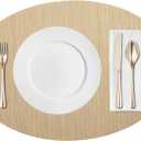 AHHFSMEI Placemats for Dining Table Woven Vinyl Plastic Place Mats Non-Slip Heat Insulation Stain Resistant Table Mats Washable Easy Clean 18.8x13 inches Placemats (Brown)