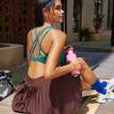 RUNNING GIRL Sports Bras for Women, Medium-High Impact Running Strappy Sports Bra with Removable Pads (Green, M)