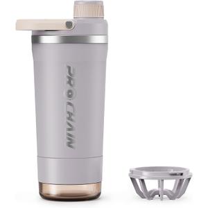 PROCHAIN Insulated Stainless Steel Shaker Bottle, Metal Shaker Cup for Protein Shakes with Storage, Leak-Proof Twist Lock Lid, Perfect for Gym Sports, 20 oz
