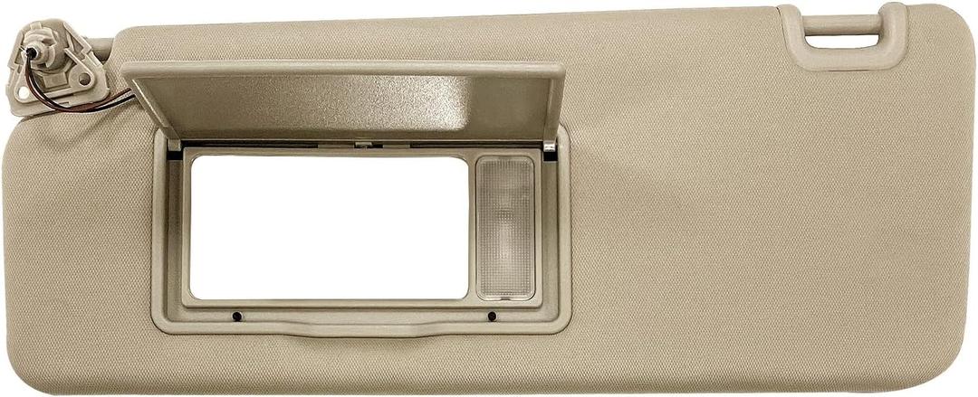 Sun Visor Fit for Nissan Titan 2004-2024 for QX56 Armada 2004-2014 Replacement 96401EZ10B with Light (Left Dirver Side(Beige))