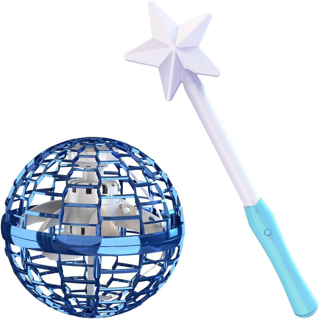 Blue Flying Orb Ball with Wand,Cosmic Globe Hover Boomerang Mini Drones for Kids,Cool Gadgets Christmas Birthday Gifts Toys for Boy Girl Teens 6 7 8 9 10+ Year Old